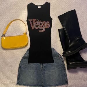 Urban Outfitters Black Tank Top with Studded "Las Vegas" Logo